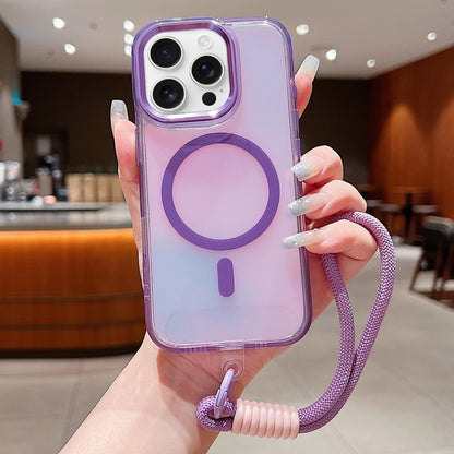Bright Shadow  Magsafe Discoloration Phone Case with Wrist Strap, For iPhone 17 Pro Max, For iPhone 17 Pro, For iPhone 17, For iPhone Air, For iPhone 16 Pro Max, For iPhone 16 Pro, For iPhone 16 Plus, For iPhone 16, For iPhone 15 Pro Max               ...