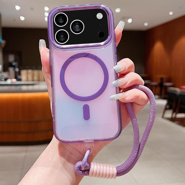 Bright Shadow  Magsafe Discoloration Phone Case with Wrist Strap, For iPhone 17 Pro Max, For iPhone 17 Pro, For iPhone 17, For iPhone Air, For iPhone 16 Pro Max, For iPhone 16 Pro, For iPhone 16 Plus, For iPhone 16, For iPhone 15 Pro Max               ...