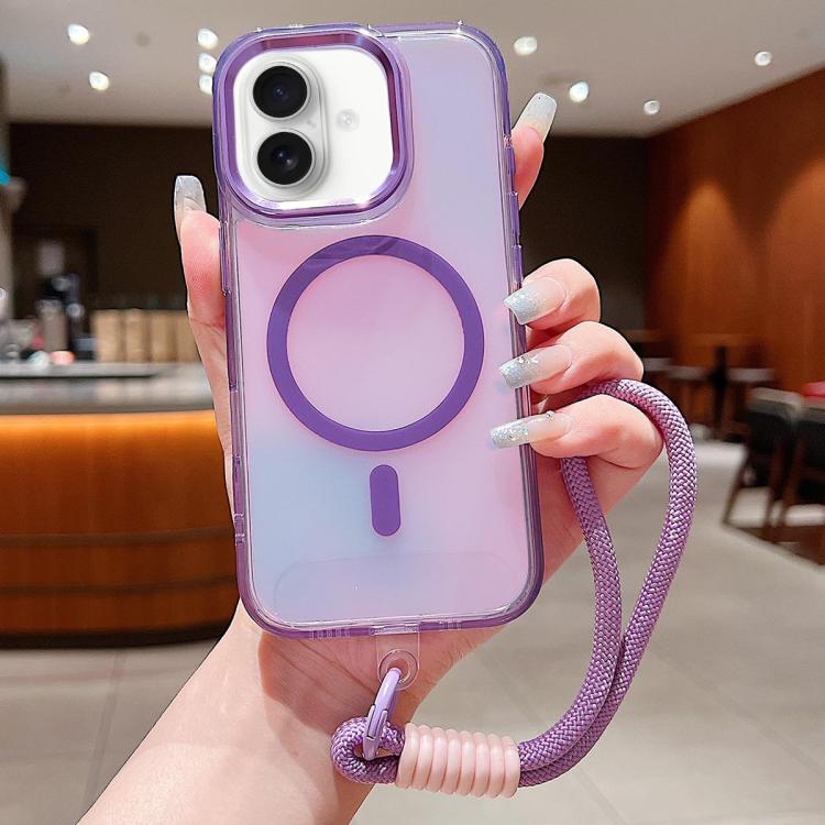 Bright Shadow  Magsafe Discoloration Phone Case with Wrist Strap, For iPhone 17 Pro Max, For iPhone 17 Pro, For iPhone 17, For iPhone Air, For iPhone 16 Pro Max, For iPhone 16 Pro, For iPhone 16 Plus, For iPhone 16, For iPhone 15 Pro Max               ...