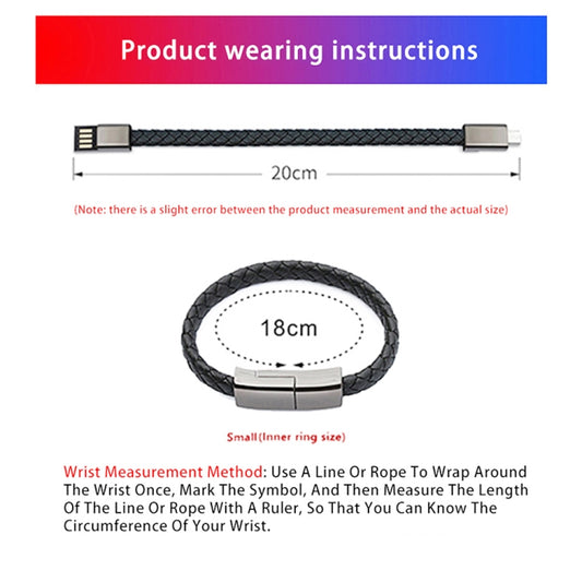 XJ-29 3A USB-C / Type-C to Type-C Creative Bracelet Data Cable, 20cm C to C, 22.5cm C to C