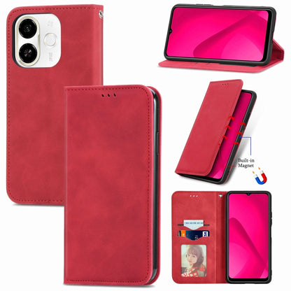 Retro Skin Feel Magnetic Leather Phone Case, For Tecno Spark 30C 5G