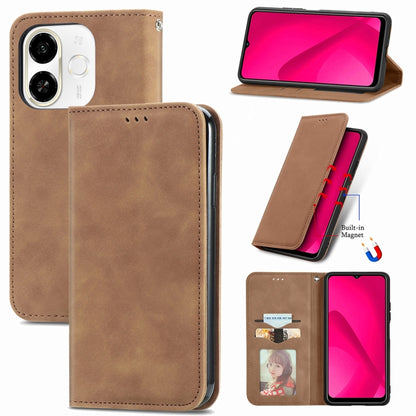 Retro Skin Feel Magnetic Leather Phone Case, For Tecno Spark 30C 5G