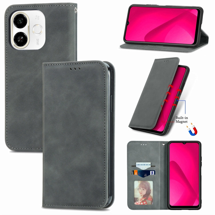 Retro Skin Feel Magnetic Leather Phone Case, For Tecno Spark 30C 5G