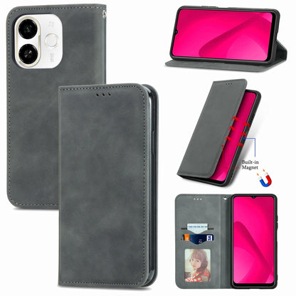 Retro Skin Feel Magnetic Leather Phone Case, For Tecno Spark 30C 5G