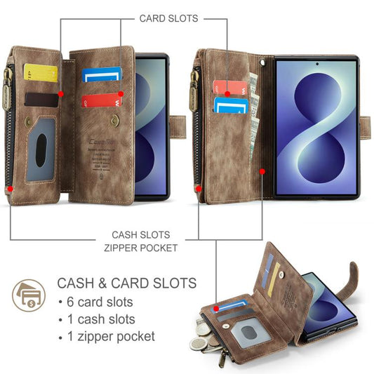 CaseMe C30 Card Slots Zipper Wallet Leather Phone Case, For Galaxy Z Fold8 5G, For Galaxy S26 FE 5G, For Galaxy Z Fold8 Ultra 5G, For Galaxy S26+ 5G, For Galaxy S26 Ultra 5G, For Galaxy S26 5G, For Galaxy A57 5G, For Galaxy A37 5G, For Galaxy S25 FE 5G...