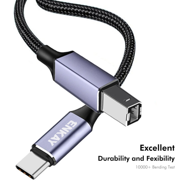 ENKAY ENK-CB170 USB C / Type-C to USB 2.0 B Printer Scanner Nylon Braided Cable, 0.5m, 1m, 2m
