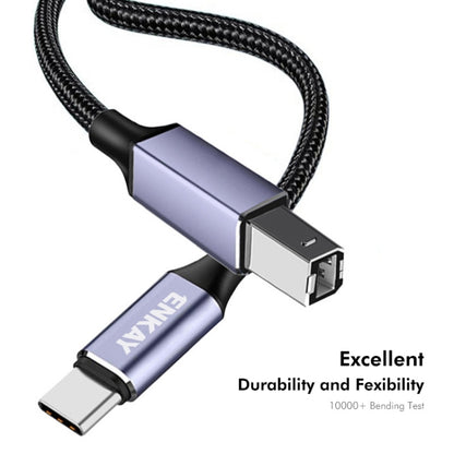 ENKAY ENK-CB170 USB C / Type-C to USB 2.0 B Printer Scanner Nylon Braided Cable, 0.5m, 1m, 2m
