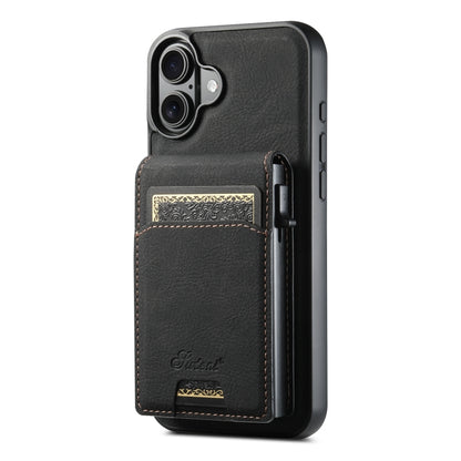 Suteni H19 Litchi Grain 2-in-1 MagSafe Removable Card Box Back Phone Case