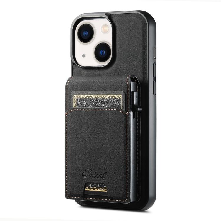 Suteni H19 Litchi Grain 2-in-1 MagSafe Removable Card Box Back Phone Case