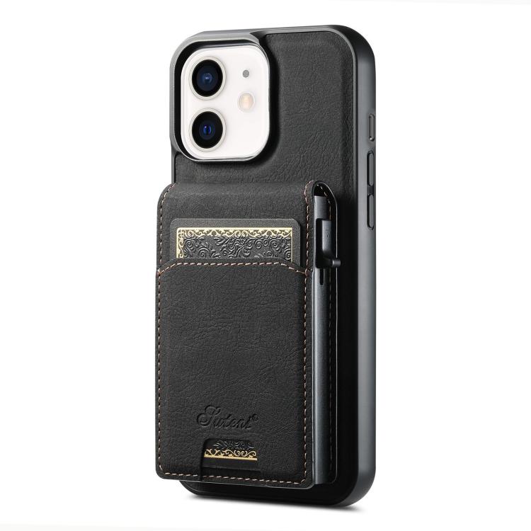 Suteni H19 Litchi Grain 2-in-1 MagSafe Removable Card Box Back Phone Case