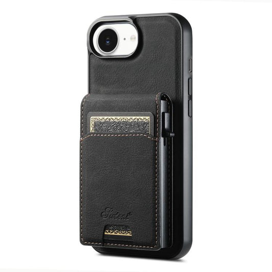 Suteni H19 Litchi Grain 2-in-1 MagSafe Removable Card Box Back Phone Case, For iPhone 17e / 16e, For iPhone 17 Pro Max, For iPhone 17 Pro, For iPhone 17, For iPhone Air, For iPhone 16 Pro Max, For iPhone 16 Pro, For iPhone 16 Plus, For iPhone 16       ...