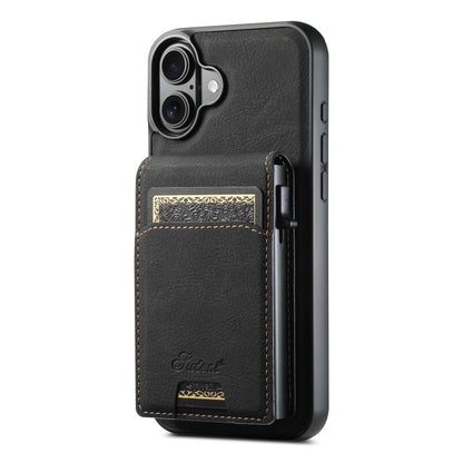 Suteni H19 Litchi Grain 2-in-1 MagSafe Removable Card Box Back Phone Case