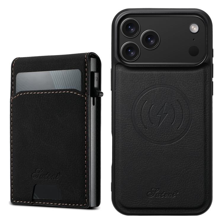 Suteni H19 Litchi Grain 2-in-1 MagSafe Removable Card Box Back Phone Case, For iPhone 18, For iPhone 18 Pro, For iPhone 18 Pro Max, For iPhone 17 Pro Max, For iPhone 17 Pro, For iPhone 17, For iPhone Air, For iPhone 16 Pro Max, For iPhone 16 Pro       ...