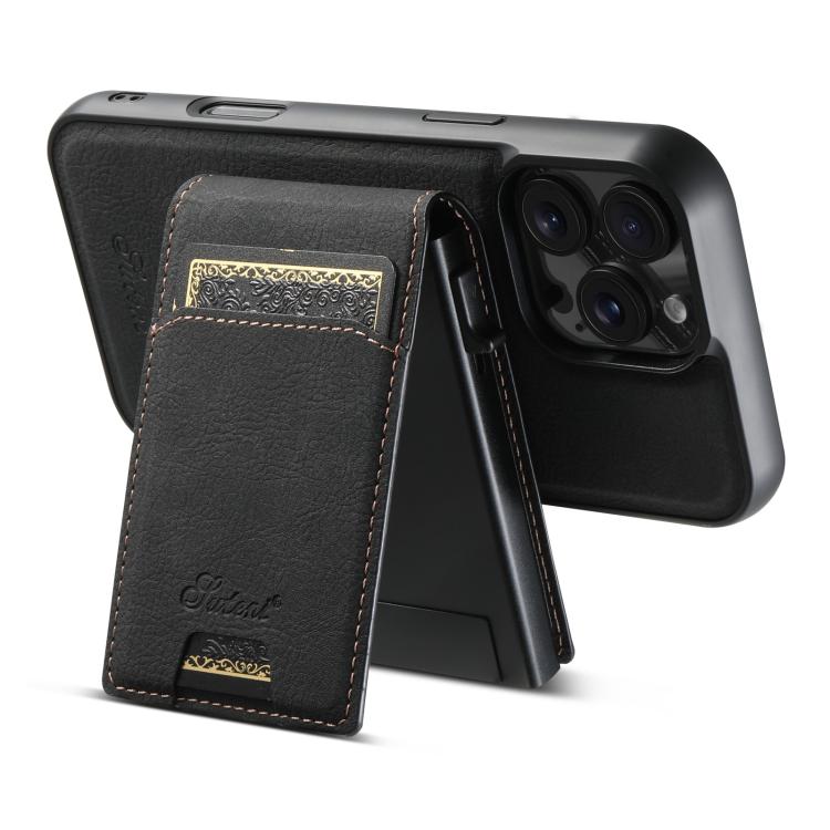 Suteni H19 Litchi Grain 2-in-1 MagSafe Removable Card Box Back Phone Case, For iPhone 18 Pro, For iPhone 18 Pro Max, For iPhone 17 Pro Max, For iPhone 17 Pro, For iPhone 17, For iPhone Air, For iPhone 16 Pro Max, For iPhone 16 Pro, For iPhone 16 Plus  ...