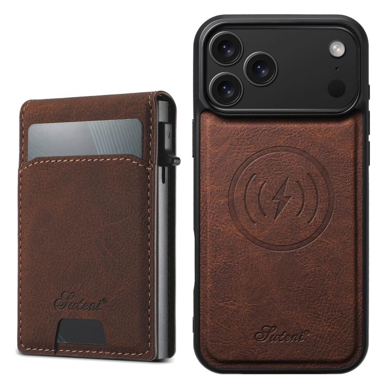 Suteni H19 Litchi Grain 2-in-1 MagSafe Removable Card Box Back Phone Case, For iPhone 18, For iPhone 18 Pro, For iPhone 18 Pro Max, For iPhone 17 Pro Max, For iPhone 17 Pro, For iPhone 17, For iPhone Air, For iPhone 16 Pro Max, For iPhone 16 Pro       ...
