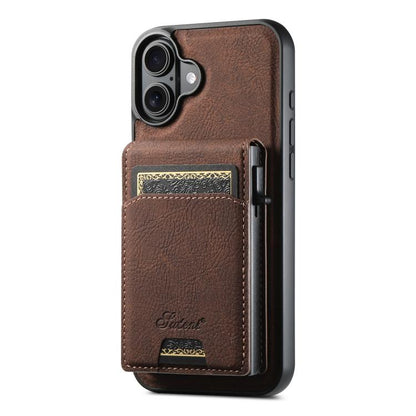 Suteni H19 Litchi Grain 2-in-1 MagSafe Removable Card Box Back Phone Case, For iPhone 18, For iPhone 18 Pro, For iPhone 18 Pro Max, For iPhone 17 Pro Max, For iPhone 17 Pro, For iPhone 17, For iPhone Air, For iPhone 16 Pro Max, For iPhone 16 Pro       ...
