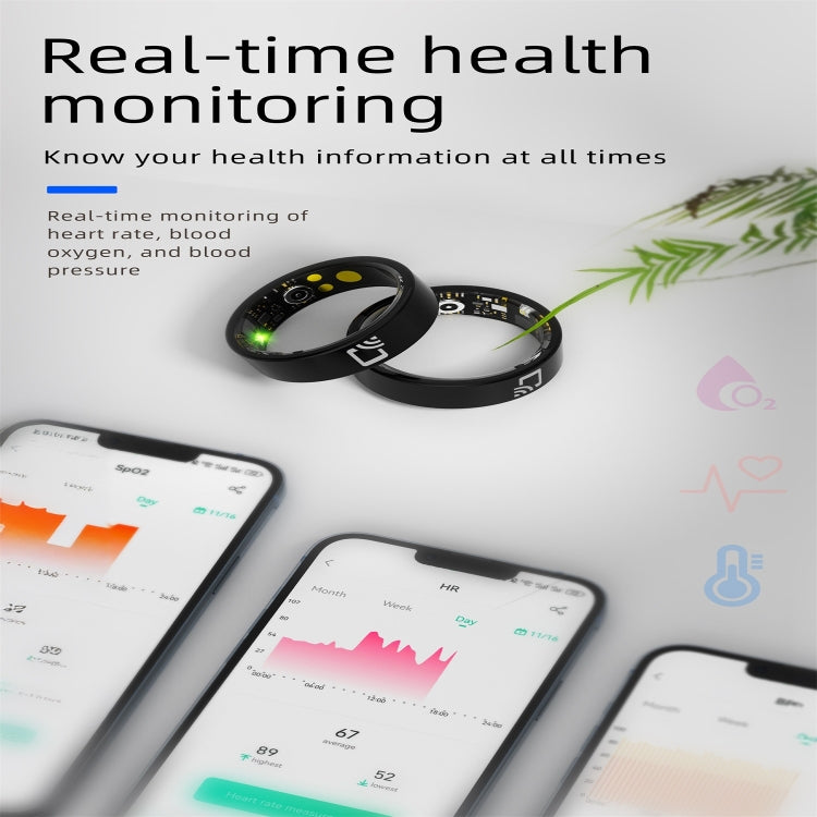 R20 SIZE 8 Smart Ring, Support Heart Rate / Blood Oxygen / Sleep Monitoring / Multiple Sports Modes