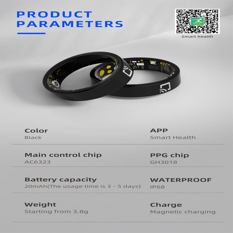 R20 SIZE 9 Smart Ring, Support Heart Rate / Blood Oxygen / Sleep Monitoring / Multiple Sports Modes