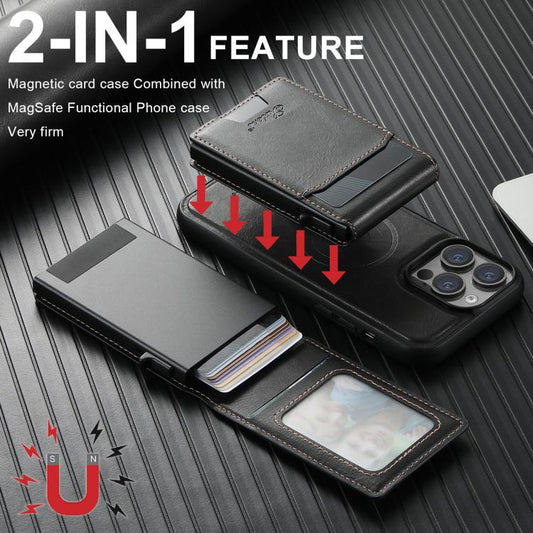 Suteni H19 Oil Wax 2-in-1 MagSafe Removable Card Box Back Phone Case, For Google Pixel 11 Pro XL, For Google Pixel 11, For Google Pixel 11 Pro, For Google Pixel 10 Pro XL, For Google Pixel 10 Pro, For Google Pixel 10, For Google Pixel 9 Pro XL         ...