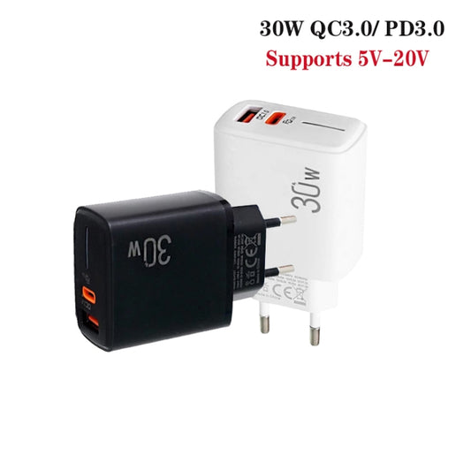 PD31 5V-20V 30W USB-C / Type-C + USB-A Multi Protocol Compatible Charger, EU Plug, 30W EU Plug