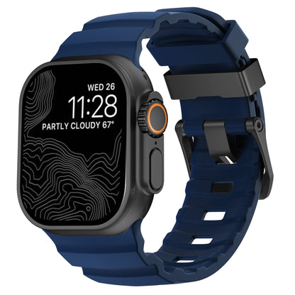 Wild Path Black Buckle Thickened Silicone Watch Band, For Apple Watch 46mm / 49mm / 45mm / 44mm