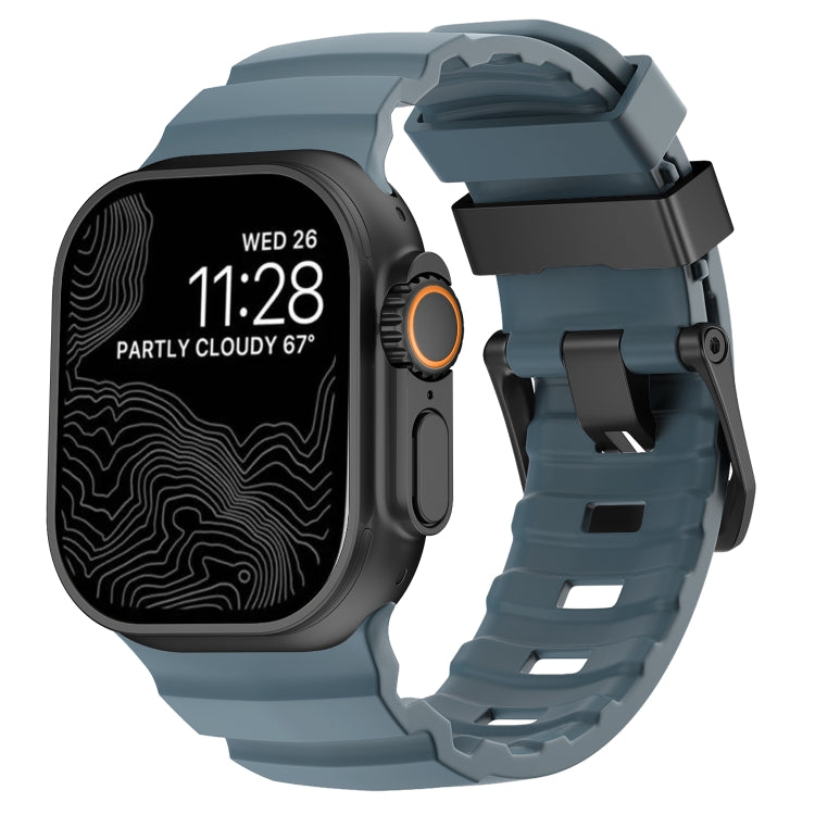 Wild Path Black Buckle Thickened Silicone Watch Band, For Apple Watch 46mm / 49mm / 45mm / 44mm