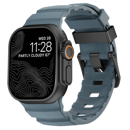 Wild Path Black Buckle Thickened Silicone Watch Band, For Apple Watch 46mm / 49mm / 45mm / 44mm