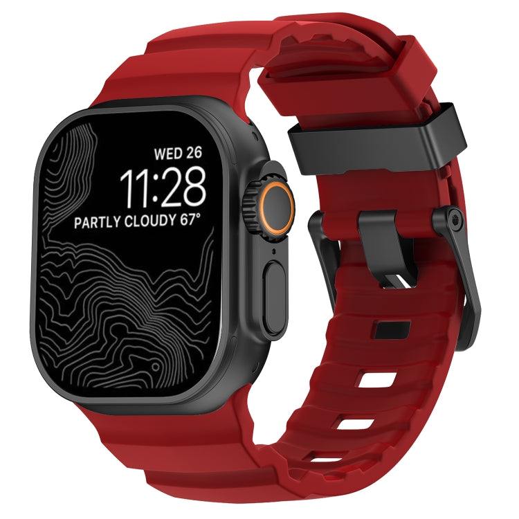 Wild Path Black Buckle Thickened Silicone Watch Band, For Apple Watch 46mm / 49mm / 45mm / 44mm