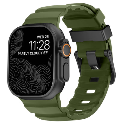 Wild Path Black Buckle Thickened Silicone Watch Band, For Apple Watch 46mm / 49mm / 45mm / 44mm