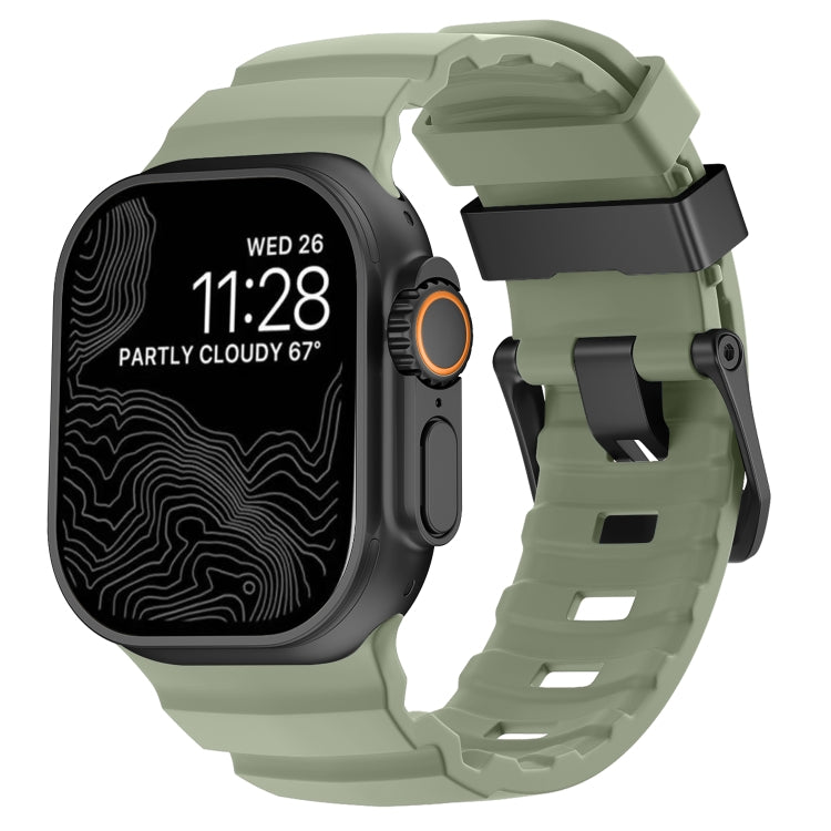 Wild Path Black Buckle Thickened Silicone Watch Band, For Apple Watch 46mm / 49mm / 45mm / 44mm