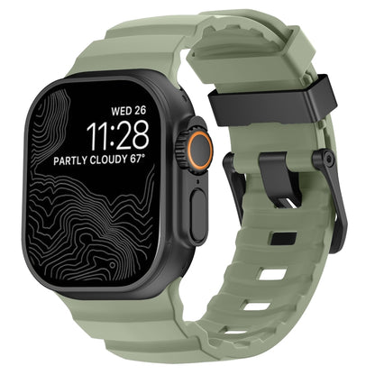 Wild Path Black Buckle Thickened Silicone Watch Band, For Apple Watch 46mm / 49mm / 45mm / 44mm