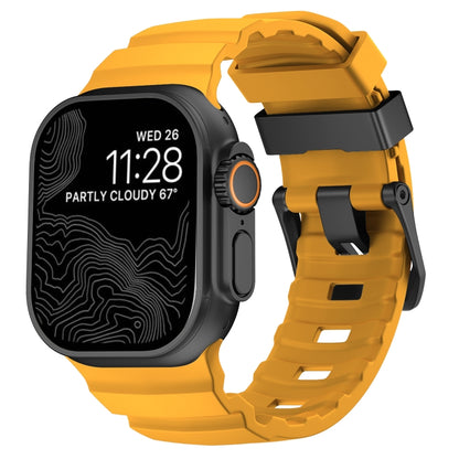 Wild Path Black Buckle Thickened Silicone Watch Band, For Apple Watch 46mm / 49mm / 45mm / 44mm