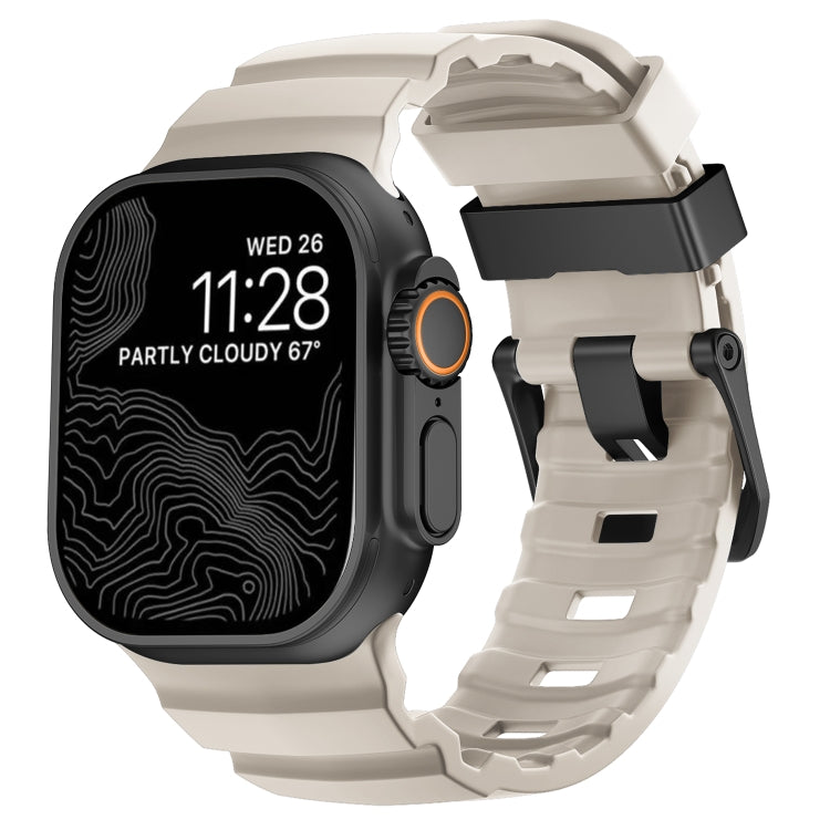 Wild Path Black Buckle Thickened Silicone Watch Band, For Apple Watch 46mm / 49mm / 45mm / 44mm