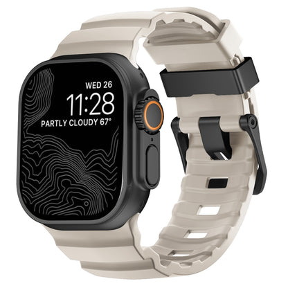 Wild Path Black Buckle Thickened Silicone Watch Band, For Apple Watch 46mm / 49mm / 45mm / 44mm