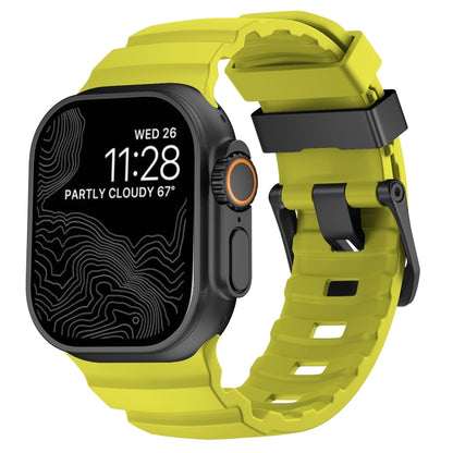 Wild Path Black Buckle Thickened Silicone Watch Band, For Apple Watch 46mm / 49mm / 45mm / 44mm