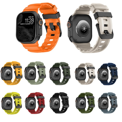 Wild Path Black Buckle Thickened Silicone Watch Band, For Apple Watch 46mm / 49mm / 45mm / 44mm