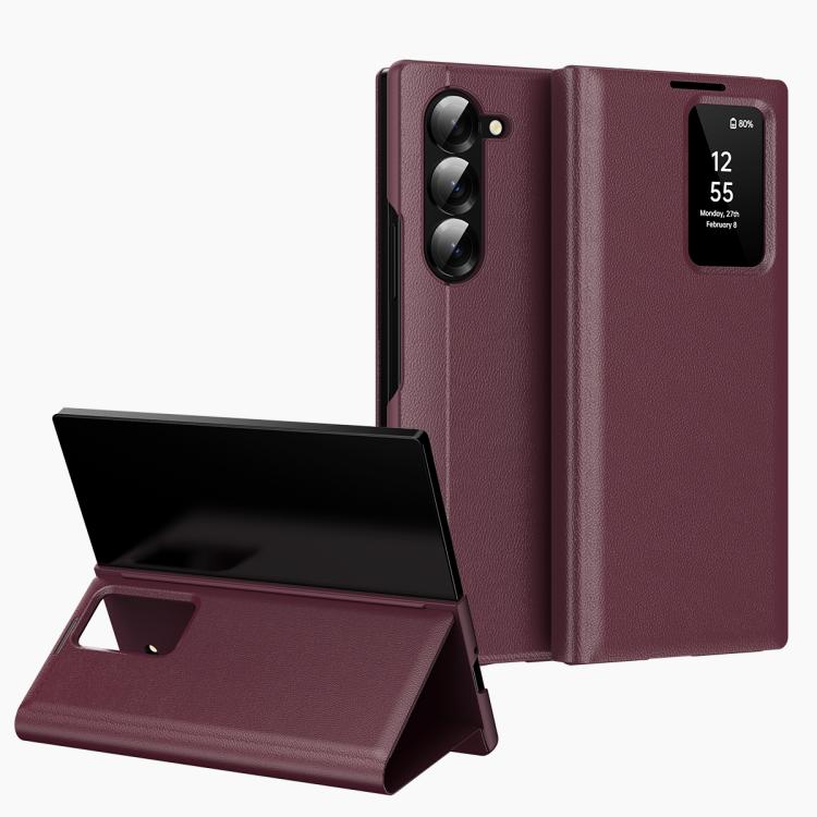 Smart View Window Leather Phone Case with Card Slot, For Samsung Galaxy Z Fold6 5G, For Samsung Galaxy A55, For Samsung Galaxy S24 Ultra 5G, For Samsung Galaxy S24+ 5G, For Samsung Galaxy S24 5G, For Samsung Galaxy S23 FE 5G, For Samsung Galaxy Z Fold5...
