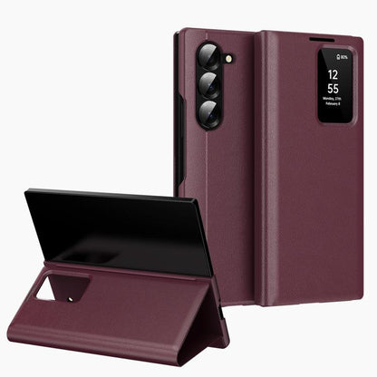 Smart View Window Leather Phone Case with Card Slot, For Samsung Galaxy Z Fold6 5G, For Samsung Galaxy A55, For Samsung Galaxy S24 Ultra 5G, For Samsung Galaxy S24+ 5G, For Samsung Galaxy S24 5G, For Samsung Galaxy S23 FE 5G, For Samsung Galaxy Z Fold5...
