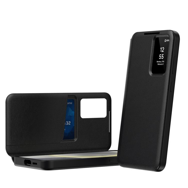 Smart View Window Leather Phone Case with Card Slot, For Samsung Galaxy Z Fold6 5G, For Samsung Galaxy A55, For Samsung Galaxy S24 Ultra 5G, For Samsung Galaxy S24+ 5G, For Samsung Galaxy S24 5G, For Samsung Galaxy S23 FE 5G, For Samsung Galaxy Z Fold5...