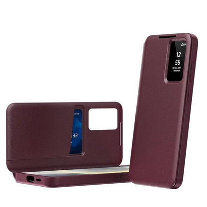 Smart View Window Leather Phone Case with Card Slot, For Samsung Galaxy Z Fold6 5G, For Samsung Galaxy A55, For Samsung Galaxy S24 Ultra 5G, For Samsung Galaxy S24+ 5G, For Samsung Galaxy S24 5G, For Samsung Galaxy S23 FE 5G, For Samsung Galaxy Z Fold5...