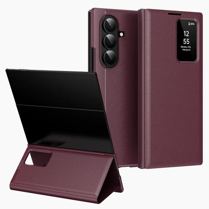 Smart View Window Leather Phone Case with Card Slot, For Galaxy S26 FE 5G, For Galaxy Fold8 Ultra 5G, For Galaxy Z TriFold, For Galaxy S26 Ultra 5G, For Galaxy A57 5G, For Galaxy A37 5G, For Galaxy A27 5G, For Galaxy S25 FE 5G, For Galaxy A17          ...