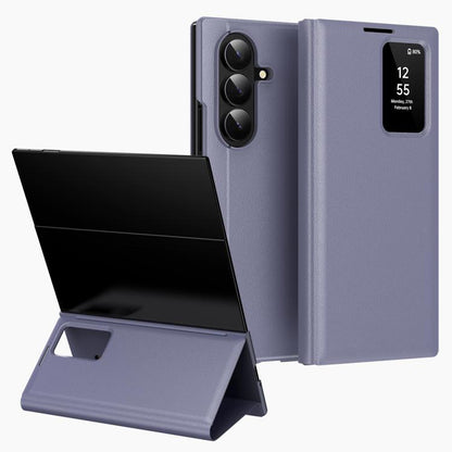 Smart View Window Leather Phone Case with Card Slot, For Galaxy S26 FE 5G, For Galaxy Fold8 Ultra 5G, For Galaxy Z TriFold, For Galaxy S26 Ultra 5G, For Galaxy A57 5G, For Galaxy A37 5G, For Galaxy A27 5G, For Galaxy S25 FE 5G, For Galaxy A17          ...