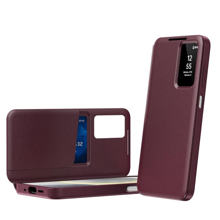 Smart View Window Leather Phone Case with Card Slot, For Galaxy S26 FE 5G, For Galaxy Fold8 Ultra 5G, For Galaxy Z TriFold, For Galaxy S26 Ultra 5G, For Galaxy A57 5G, For Galaxy A37 5G, For Galaxy A27 5G, For Galaxy S25 FE 5G, For Galaxy A17          ...
