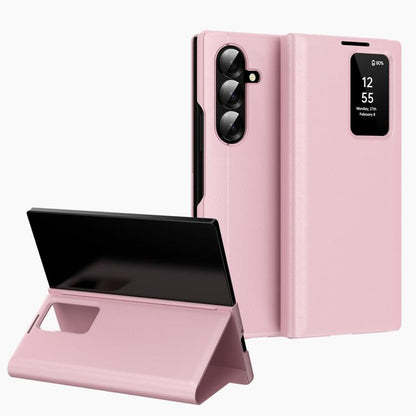 Smart View Window Leather Phone Case with Card Slot, For Galaxy S26 FE 5G, For Galaxy Fold8 Ultra 5G, For Galaxy Z TriFold, For Galaxy S26 Ultra 5G, For Galaxy A57 5G, For Galaxy A37 5G, For Galaxy A27 5G, For Galaxy S25 FE 5G, For Galaxy A17          ...