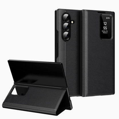 Smart View Window Leather Phone Case with Card Slot, For Galaxy S26 FE 5G, For Galaxy Fold8 Ultra 5G, For Galaxy Z TriFold, For Galaxy S26 Ultra 5G, For Galaxy A57 5G, For Galaxy A37 5G, For Galaxy A27 5G, For Galaxy S25 FE 5G, For Galaxy A17          ...