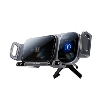 Support de téléphone rotatif à double bobine pour grille d'aération de voiture SD01, chargeur sans fil 15W, support de téléphone, SD01 Gris