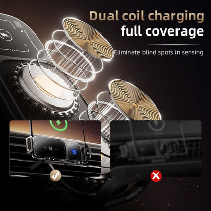 Support de téléphone rotatif à double bobine pour grille d'aération de voiture SD01, chargeur sans fil 15W, support de téléphone, SD01 Gris