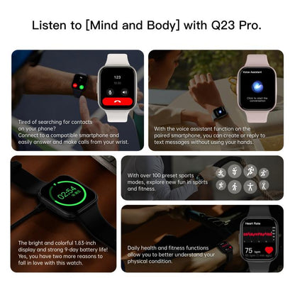 Q23 Pro 1.83 inch Color Screen IP68 Waterproof Bluetooth Call Smart Watch, Support Health Monitoring