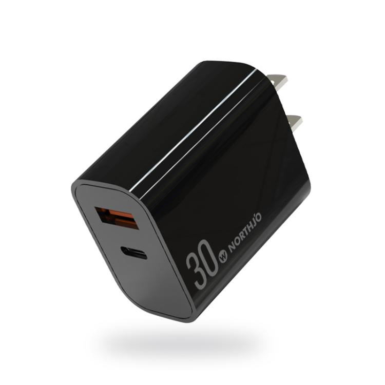 NORTHJO NOPD3002 USB-C / Type-C PD 30W + QC3.0 USB Dual Port Wall Fast Charger, US Plug, EU Plug, UK Plug