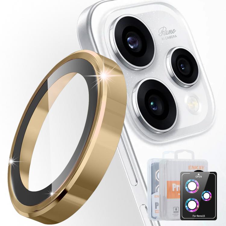 ENKAY Hat-Prince 9H Rear Camera Lens Aluminium Alloy Tempered Glass Film, For OPPO Reno15 Pro 5G Global, For OPPO Reno15 5G Global, For OPPO Reno13 Pro Global, For OPPO Reno13 Global